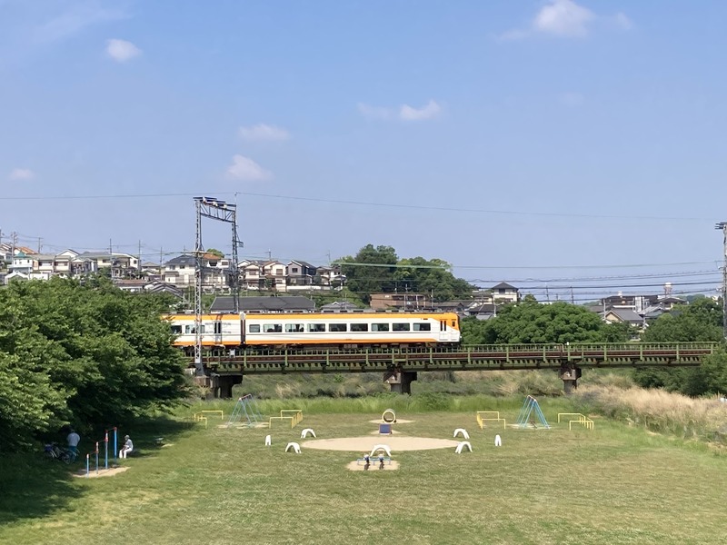 大和川遊園と近鉄電車(ビスタカー)