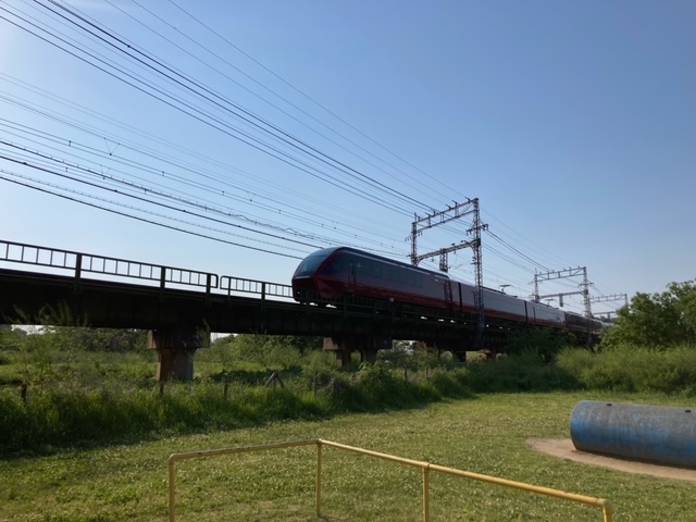 大和川児童遊園と近鉄電車(ひのとり)